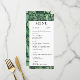 Whimsical Green Blätter Wedding Menükarte