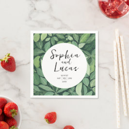 Whimsical Green Blätter Wedding Serviette