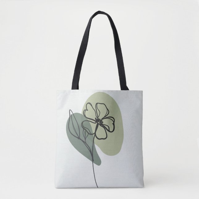 Whimsical Green & Blue Floral mit spielerischem De Tasche (Vorderseite)