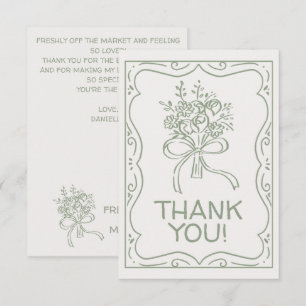 Whimsical Green Frisch Vom Markt Brautparty Dankeskarte