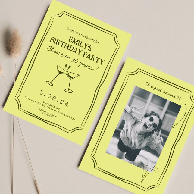 Whimsical Green Funky Cheers Beers 30. Geburtstag Einladung (Von Creator hochgeladen)