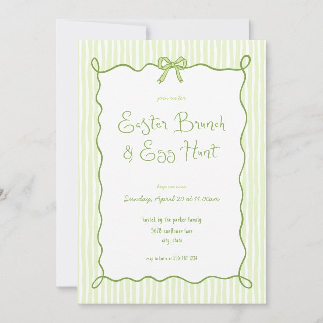 Whimsical Green Oaster Brunch Egg Jagen Einladung (Vorderseite)