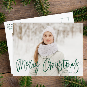 Whimsical Green Script Frohe Weihnachten 2 Foto