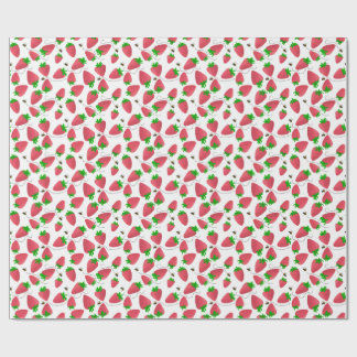 Whimsical Green Topped Strawberries Bees Geschenkpapier