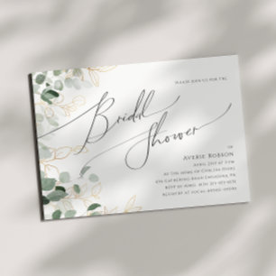 Whimsical Greenery Gold Horizontales Brautparty Einladung