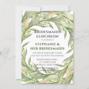 Whimsical Greenery Golden Bridesmaids Einladung