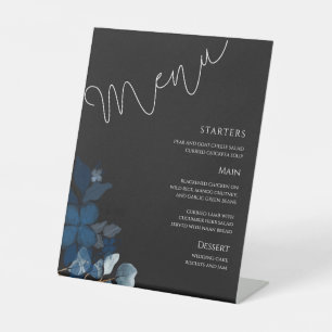 Whimsical Greenery Schwarzes Hochzeitsmenü Sockelschild