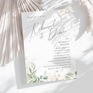 Whimsical Greenery und Gold   Abendessen Probe Einladung