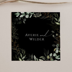 Whimsical Greenery und Gold Black Wedding Napkins Serviette