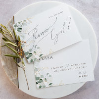 Whimsical Greenery und Gold | Flower Girl Card