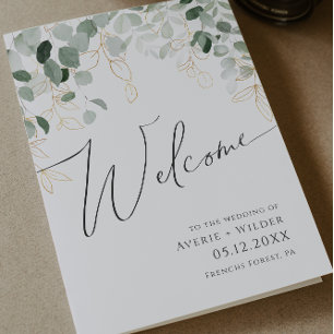 Whimsical Greenery und Gold   Gedeckte Hochzeit Programm