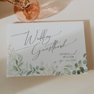 Whimsical Greenery und Gold   Hochzeitsbuch Gästebuch