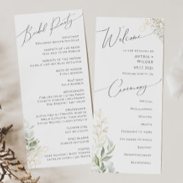 Whimsical Greenery und Gold | Hochzeitsprogramm Programm