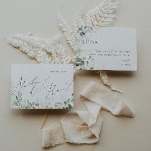 Whimsical Greenery und Gold   Matron of Honor Card Einladung