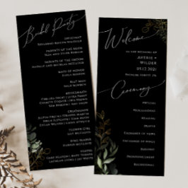 Whimsical Greenery und Gold | Schwarze Hochzeit Programm