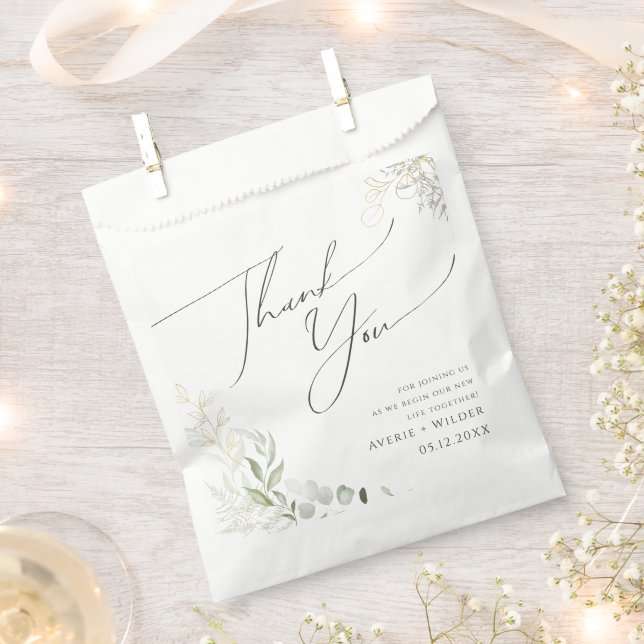 Whimsical Greenery und Gold | Vielen Dank Geschenktütchen (Ausgeschnitten)