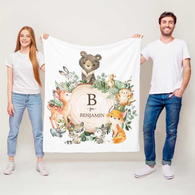 Whimsical Greenery Woodland Animals Baby Nusery Fleecedecke (Beispiel)