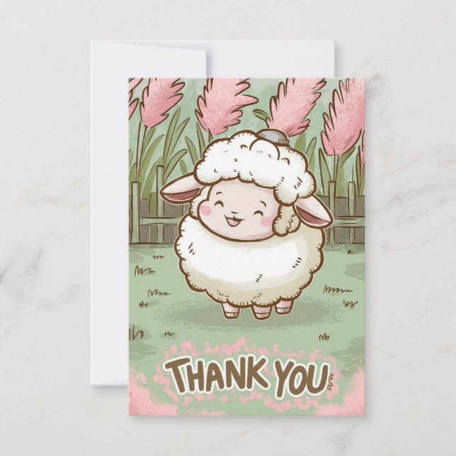 Whimsical Greeting Sheep Dankeskarte (Vorderseite)