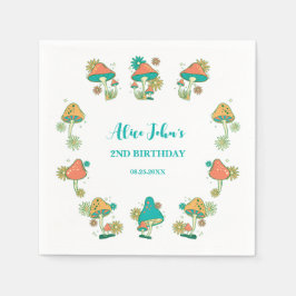 Whimsical Groovy Psychedelic Mushroom Geburtstag Serviette