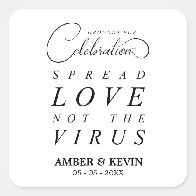 Whimsical Ground for Celebration Sanitizer Wedding Quadratischer Aufkleber (Vorderseite)
