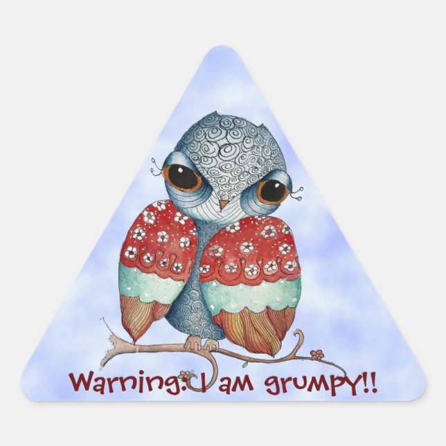 Whimsical Grumpy Owl Funny Stickers (Vorderseite)