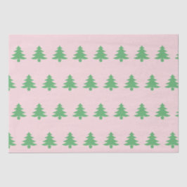 Whimsical Grünen Weihnachtsbaumen auf rosa Weihnac Seidenpapier