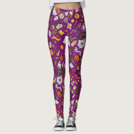 Whimsical Halloween Designs auf lila Leggings