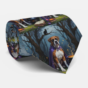 Whimsical-Halloween-Gemälde mit Boxerhund  Krawatte