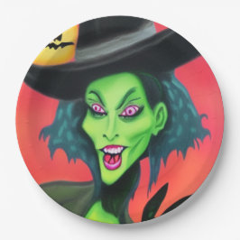 Whimsical Halloween Hexe Pappteller