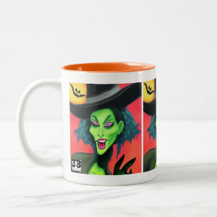 Whimsical Halloween Hexe Zweifarbige Tasse