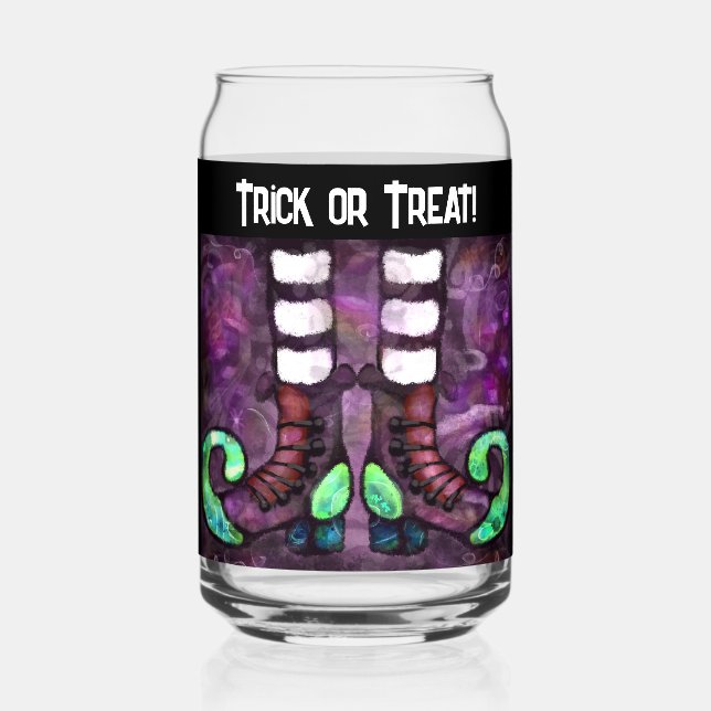 Whimsical Halloween Hexenstiefel Lila grün Dosenglas (Rückseite)