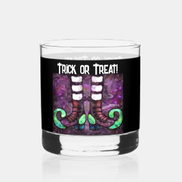 Whimsical Halloween Hexenstiefel Lila grün Whiskyglas