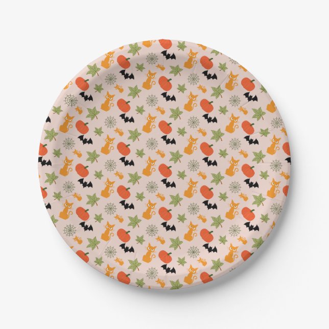 Whimsical Halloween Illustration Pappteller (Vorderseite)