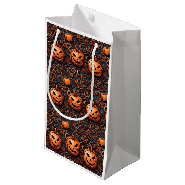 Whimsical Halloween-Kürbis Kleine Geschenktüte (Vorderseite Schrägansicht)