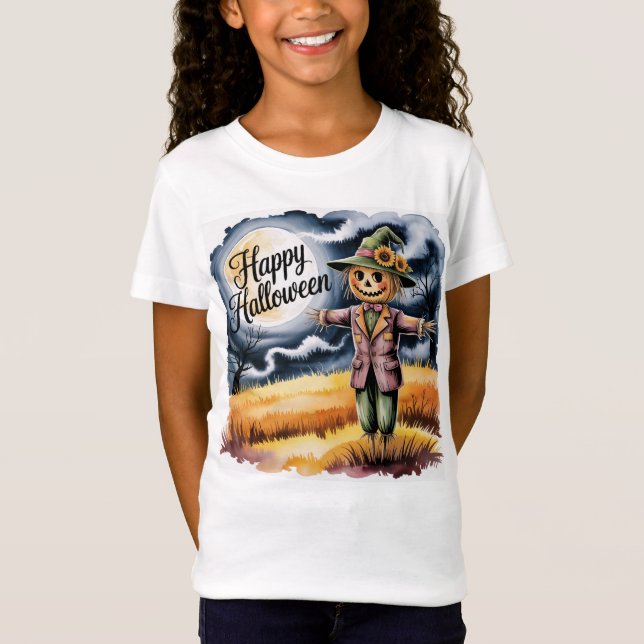 Whimsical Halloween Scarecrow, Halloween Scarecrow T-Shirt (Vorderseite)