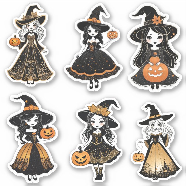 Whimsical Hallowwen Hexen Sticker Set (Vorderseite)