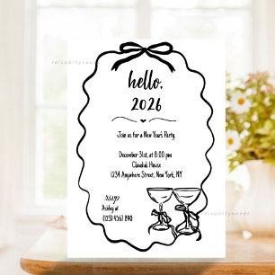 Whimsical Hand Dragon Champagner Silvester Party Einladung