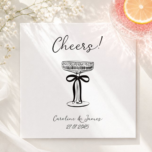Whimsical Hand Dragon Champagner Toast mit Bogen Serviette (Von Creator hochgeladen)