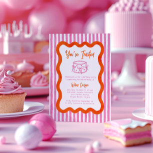 Whimsical Hand Dragon Pink & Orange Geburtstag Einladung