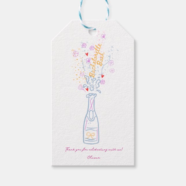 Whimsical Hand Drain Floral Junggeselinnen-Abschie Geschenkanhänger (Vorderseite)