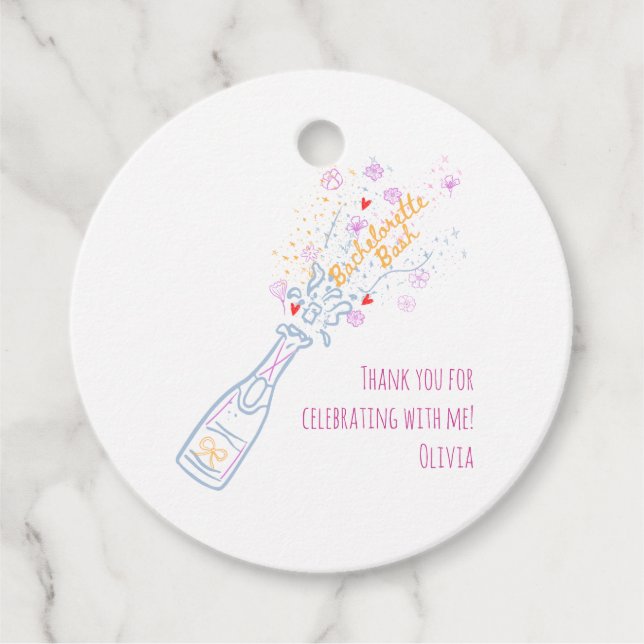 Whimsical Hand Drain Floral Junggeselinnen-Abschie Geschenkanhänger (Vorderseite)