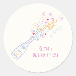 Whimsical Hand Drain Floral Junggeselinnen-Abschie Runder Aufkleber