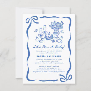 Whimsical Hand Drawing Baby Dusche Brunch Postkarte