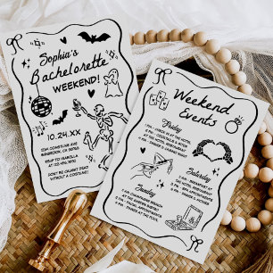 Whimsical Hand Drawing Halloween-Junggeselinnen-Ab Einladung
