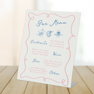 Whimsical Hand Drawing Pink & Blue Bar Menu Sockelschild