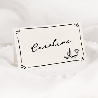 Whimsical Hand Drawing Platzkarte Dankeskarte