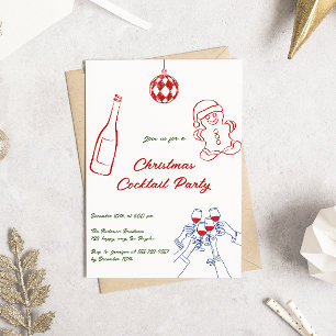 Whimsical Hand Drawing Weihnachtscocktail Party Einladung