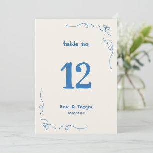 Whimsical Hand Drawn 12x18 Wedding Tischnummer Zei