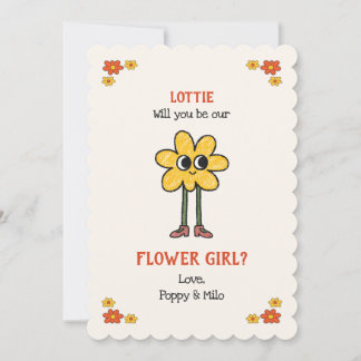 Whimsical Hand Drawn Be My Flower Girl Proposal  Karte
