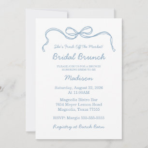 Whimsical Hand Drawn Blue Brautparty Einladung